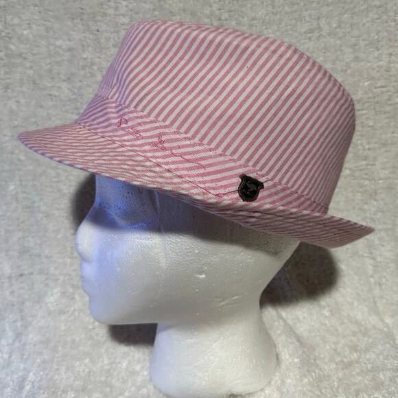 Peter Grimm Fedora Hat Small/Medium Pink And White Striped - Picture 3 of 6